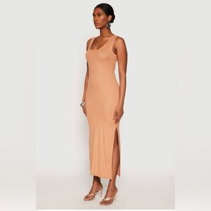 NWT The Drop Yasmin Rib Midi Sweater Tank Tan Sleeveless Maxi Dress Women’s Sz S